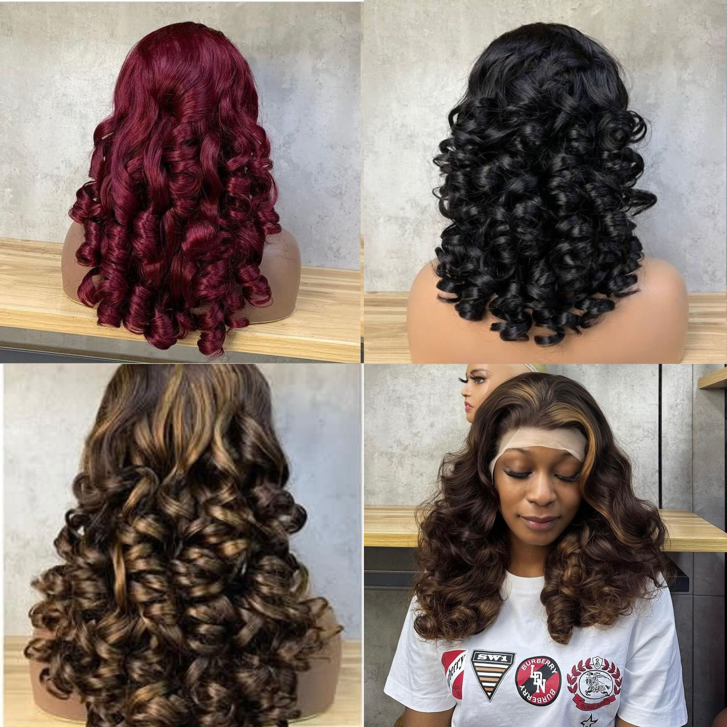 Uglam Double Drawn Bouncy Curly loose wave 13x4 Transparent Lace Full Frontal Wig 250% Density